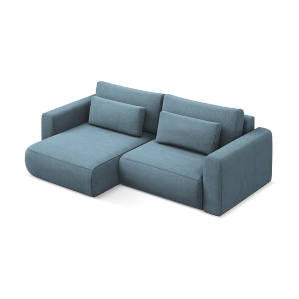 Divano angolare azzurro allungabile/con contenitore (con penisola a sinistra/con chaise lounge) Kapua – Makamii-image-2