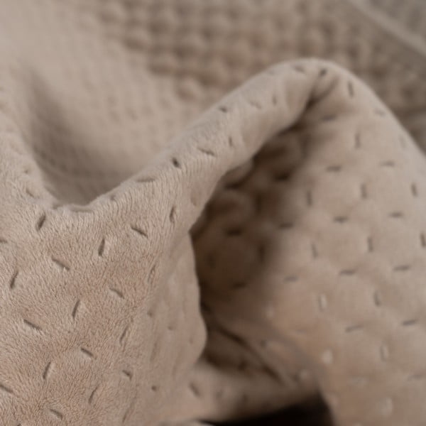 Copriletto beige in velluto con rivestimento trapuntato 240x260 cm – Ixia-image-2