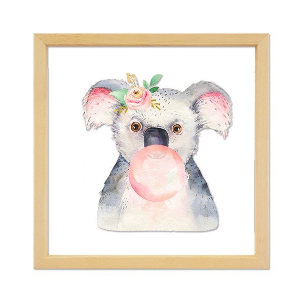 Quadro in vetro con cornice in legno Koala, 32 x 32 cm - Vavien Artwork