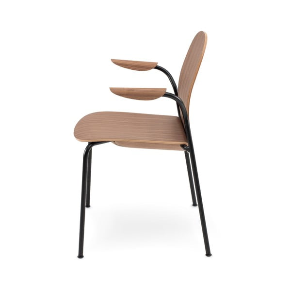 Sedie da pranzo in set marrone cognac/di colore naturale con effetto noce con braccioli/impilabili 2 pz Book – Gazzda-image-3