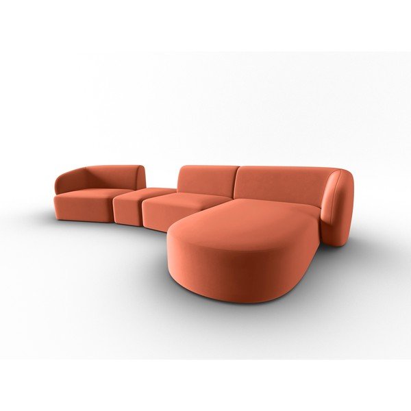 Divano angolare rosa (con penisola a destra/con chaise lounge) con rivestimento in velluto Paolo – Milo Casa-image-2