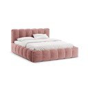 Letto matrimoniale imbottito rosa con contenitore con rete inclusa 160x200 cm Lupine – Micadoni 