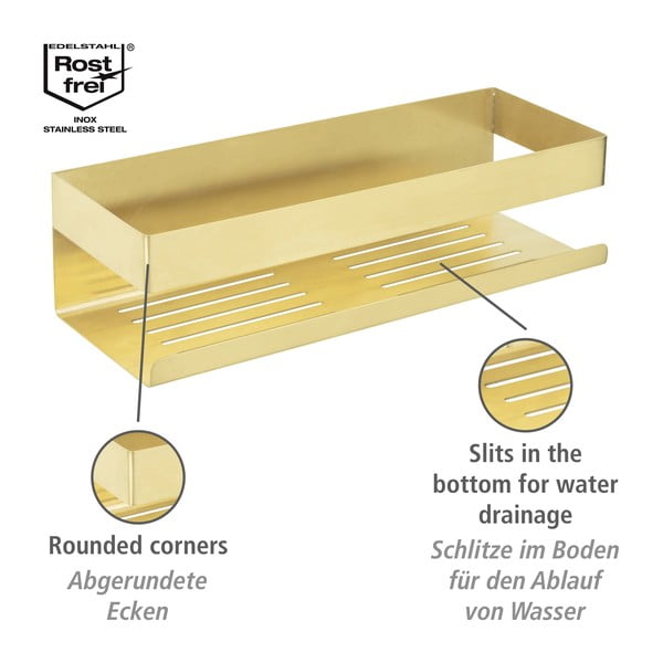 Mensola da bagno color oro adesiva in acciaio inox Genova Matt - Wenko-image-4