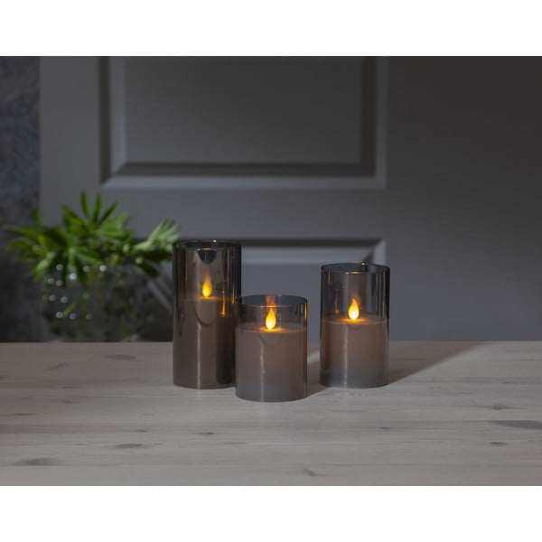 Candela di cera a LED grigia in vetro, altezza 12,5 cm M-Twinkle - Star Trading-image-3