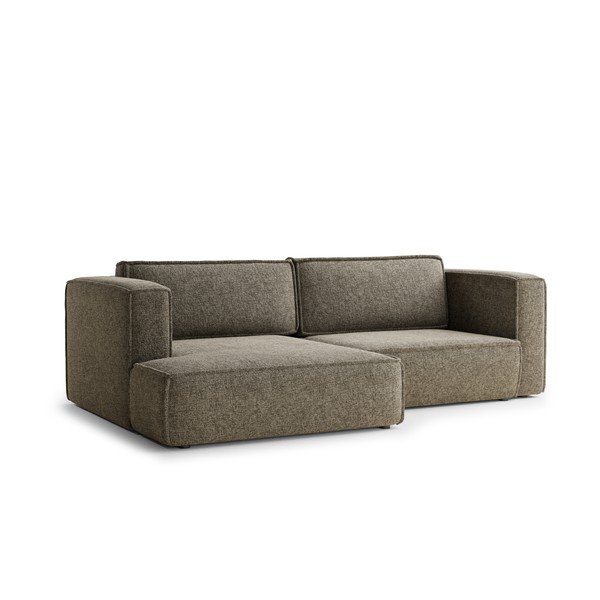 Divano angolare marrone allungabile/con contenitore (con penisola a sinistra/con chaise lounge) con rivestimento in ciniglia Velto – Maison de Rêve