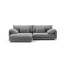 Divano angolare in grigio chiaro (con penisola a sinistra/con chaise lounge) con rivestimento in velluto Torino – Micadoni 