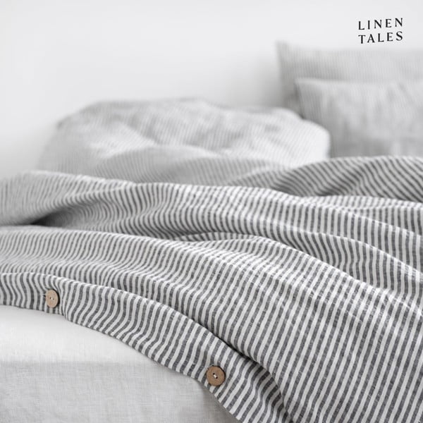 Biancheria da letto in bianco e nero per letto singolo 140x200 cm Thin Black Stripes - Linen Tales-image-3