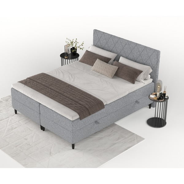 Letto boxspring grigio con contenitore 180x200 cm Gwen - Maison de Rêve-image-3