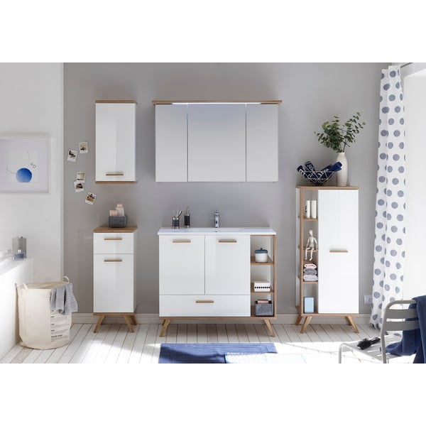 Mobile bagno sospeso bianco con specchio 115x72 cm Set 923 - Pelipal-image-1