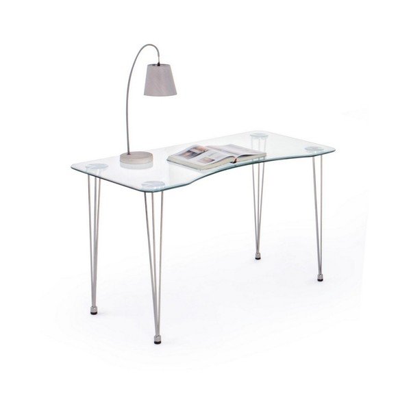 Scrivania con piano in vetro 60x120 cm Rondo – Bizzotto-image-2