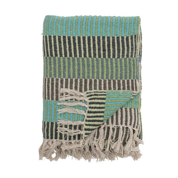 Coperta per TV verde/blu in cotone riciclato 160x130 cm Isnel – Bloomingville