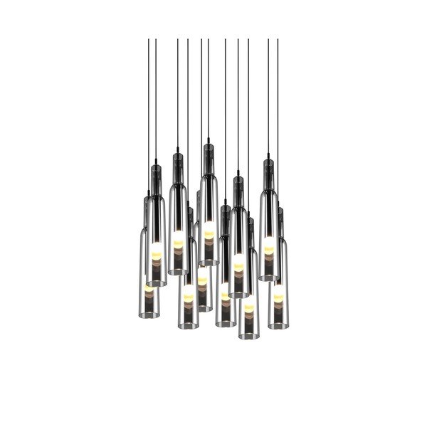 Apparecchio a sospensione LED con paralume in vetro ø 50 cm in argento Lucent - Trio Select-image-2