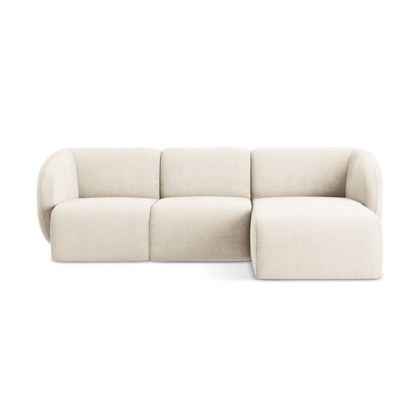 Divano angolare beige (con penisola a destra/con chaise lounge) con rivestimento in ciniglia Lani – Makamii