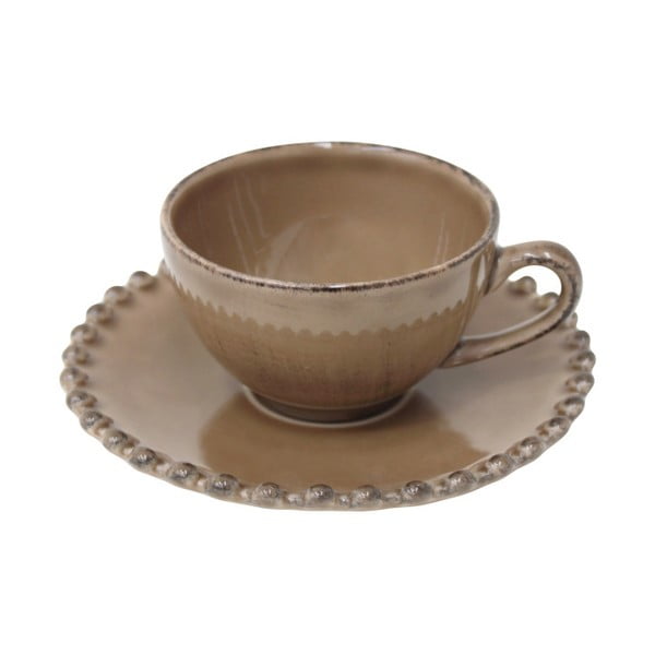 Kakaově hnědý kameninový hrnek s podšálkem Costa Nova Pearl, objem 70 ml