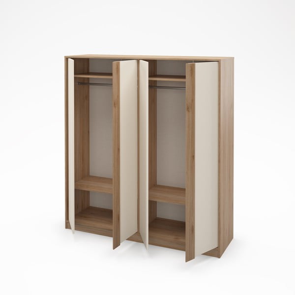 Armadio effetto rovere in colore crema-naturale 180x197,5x53 cm Dennis - Marckeric-image-2