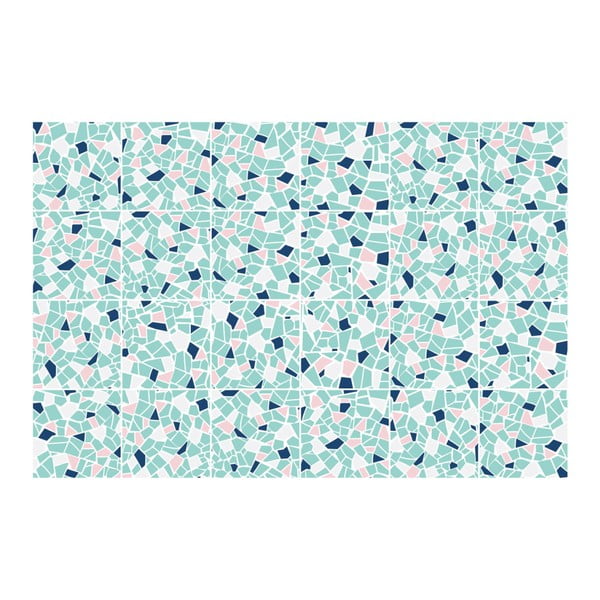 Set di 24 adesivi murali Piastrelle di cemento Terrazzo Aqua, 10 x 10 cm - Ambiance-image-3