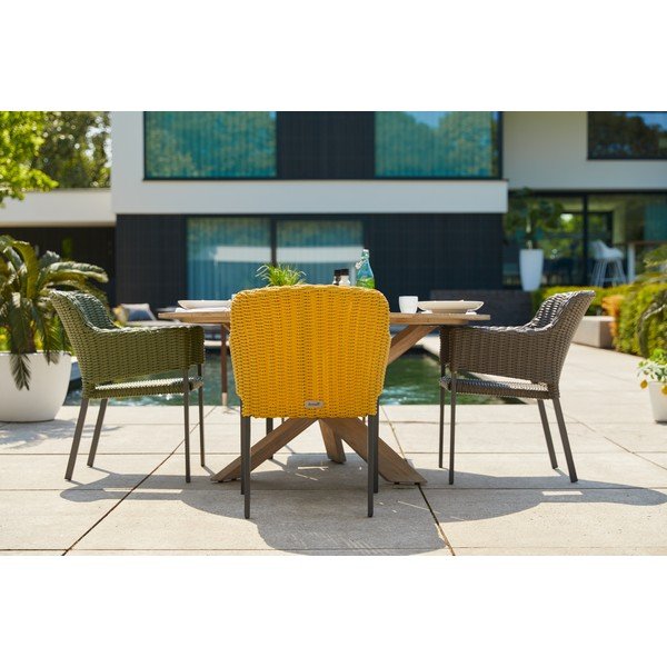 Sedia da giardino in rattan artificiale blu scuro Cairo - Hartman-image-3