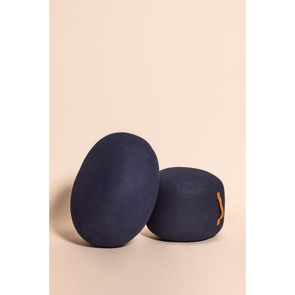 Pouf Turenio blu scuro, ø 70 cm Mochi - Hübsch-image-2