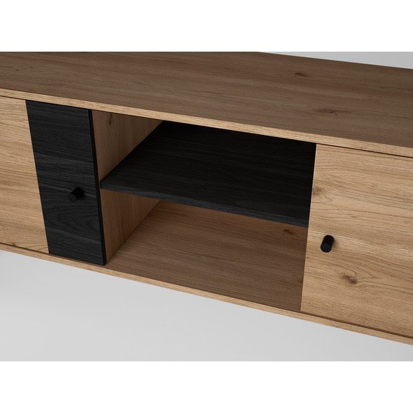 Tavolo TV nero in rovere 136x53 cm Natura - Marckeric-image-3