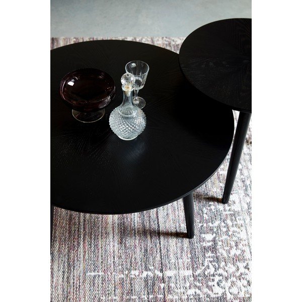 Tavolino da salotto rotondo nero con effetto rovere ø 80 cm Fabio – White Label-image-2