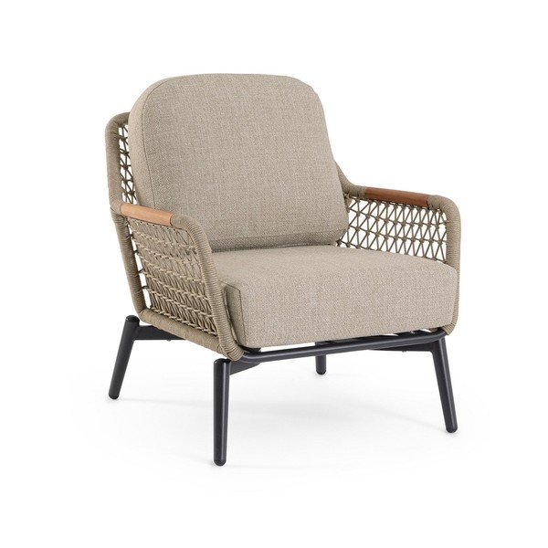 Poltrona da esterno marrone chiaro in metallo Eulero – Bizzotto