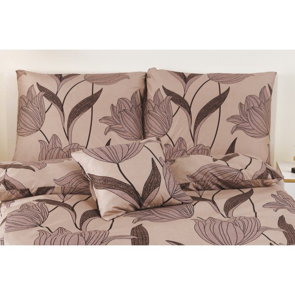 Biancheria da letto singola in microsatinato marrone 140x200 cm in set da 6 Carla - My House-image-3