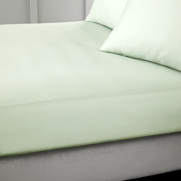 Lenzuolo con angoli verde chiaro in raso di cotone 150x200 cm Cotton Sateen – Bianca-image-1