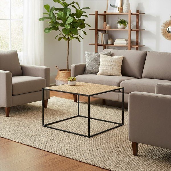 Tavolino da salotto di colore naturale in rattan 60x60 cm Depok – Premier Housewares-image-1