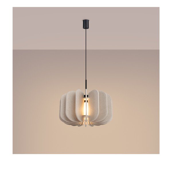 Lampadario beige in metallo con paralume in tessuto ø 45 cm Elom – Sollux-image-4