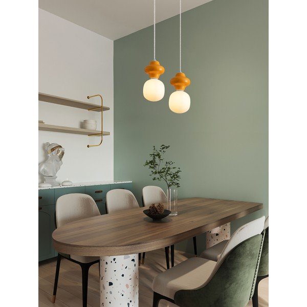 Lampadario bianco/arancione in ceramica con paralume in vetro ø 18 cm Clio – Nova Luce-image-1