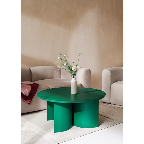 Tavolino da salotto rotondo verde con piano effetto frassino ø 95 cm Gavo – noo.ma-image-4
