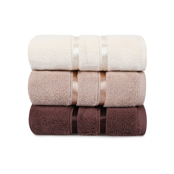 Set di 3 asciugamani in cotone marrone Hobby , 50 x 90 cm Dolce - Foutastic