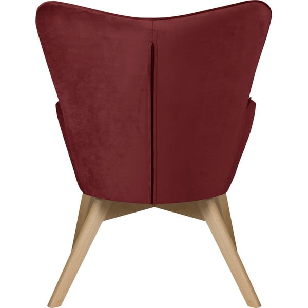 Poltrona con poggiapiedi rossa con rivestimento in velluto Niko – Ropez-image-4