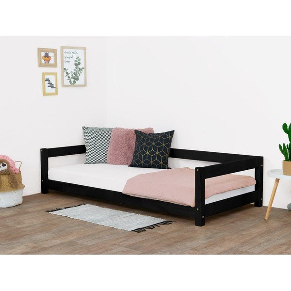 Letto per bambini in legno di abete nero Studio, 120 x 200 cm - Benlemi