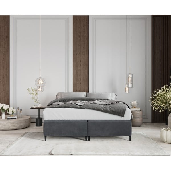 Letto matrimoniale imbottito antracite con contenitore 160x200 cm Tate - Maison de Rêve-image-3