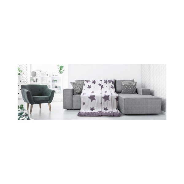 Bílo-šedá deka z mikroperkálu AmeliaHome Starlight, 70 x 150 cm-image-3