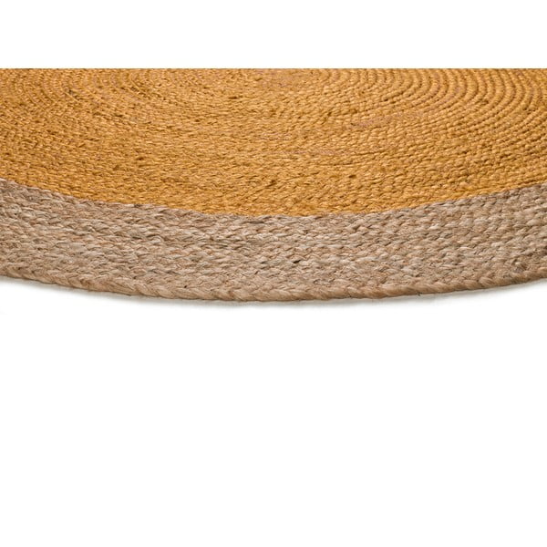 Tappeto rotondo color senape/di colore naturale in iuta ø 120 cm Mahon – Universal-image-3