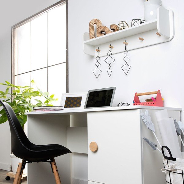 Appendiabiti da parete bianco per bambini con ripiano I'ga - Pinio-image-1