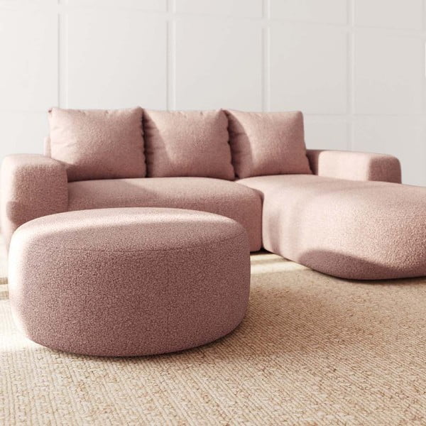 Poggiapiedi rosa rivestito in bouclé Monce – Rodier-image-1