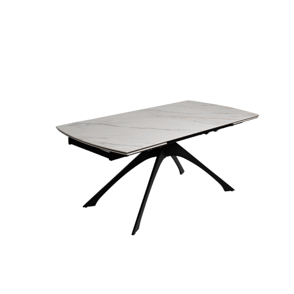 Tavolo da pranzo con piano effetto marmo allungabile con estensione 90x180 cm Rocía – Ixia