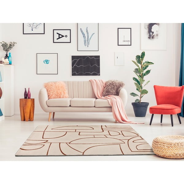 Tappeto color mattone/color crema 80x150 cm Beruti – Universal-image-2