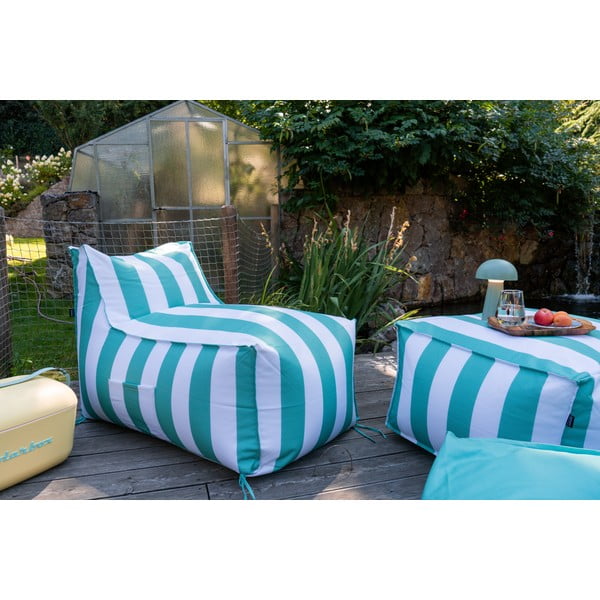 Pouf da giardino bianco e verde – Bonami Essentials-image-1