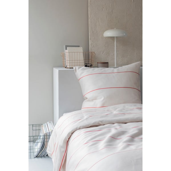 Biancheria da letto singola in cotone satin rosso e beige 140x200 cm Align - Mette Ditmer Denmark-image-2