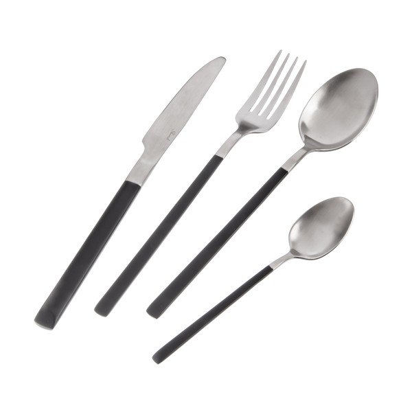 Posate nere/argentate in acciaio inox 24 pz Skandi – Orion