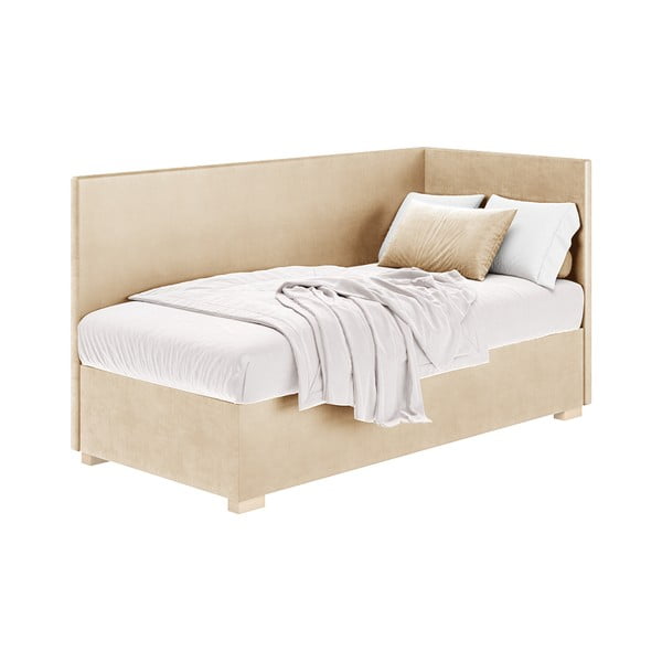 Letto da bambini con sponde beige con contenitore con materasso incluso 90x200 cm Flexi – Ghado-image-2