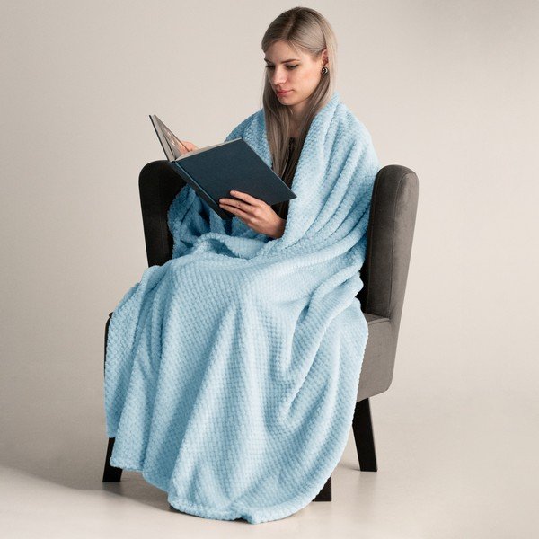 Coperta in microfibra azzurra, 70 x 150 cm Henry - DecoKing-image-1