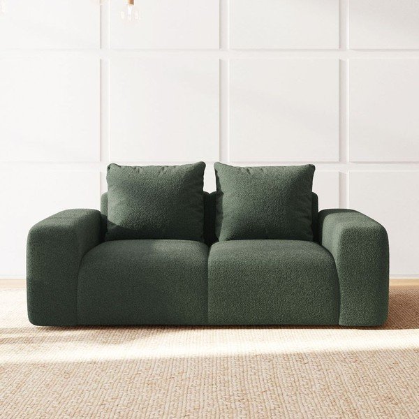 Divano verde rivestito in bouclé 212 cm Monce – Rodier-image-3