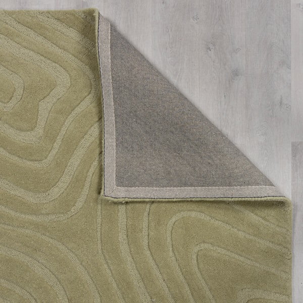 Passatoia in lana color kaki tessuto a mano 60x230 cm Mesmerise Sage - Flair Rugs-image-4