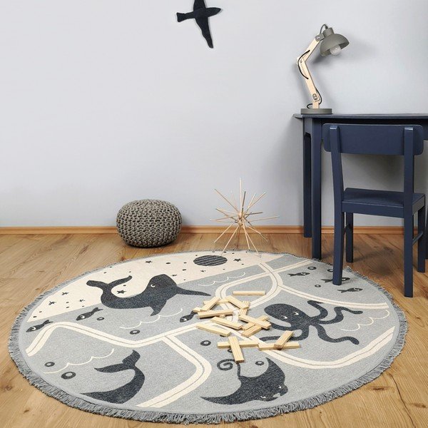 Tappeto per bambini in cotone fatto a mano, ø 120 cm Little Deep Blue - Nattiot-image-1