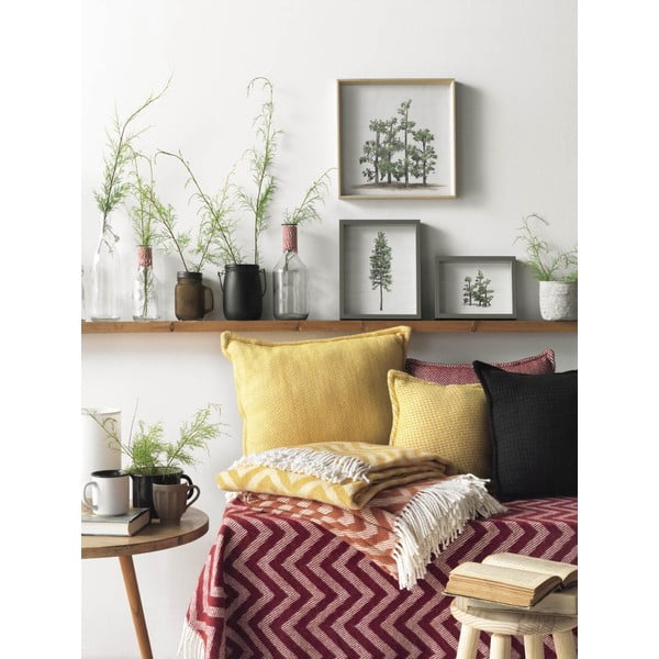 Plaid rosso borgogna con contenuto di cotone , 140 x 180 cm Chevron - Euromant-image-1